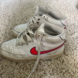 Nike High-Top Sneakers in White and Red